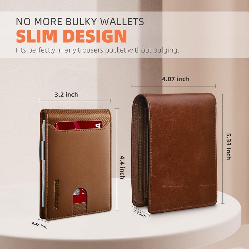 RUNBOX Money Clip Wallets for Men,Slim Leather Mens Bifold Wallet,RFID Blocking Front Pocket Wallet,Thin Credit Card Holder with Gift Box - Image 3